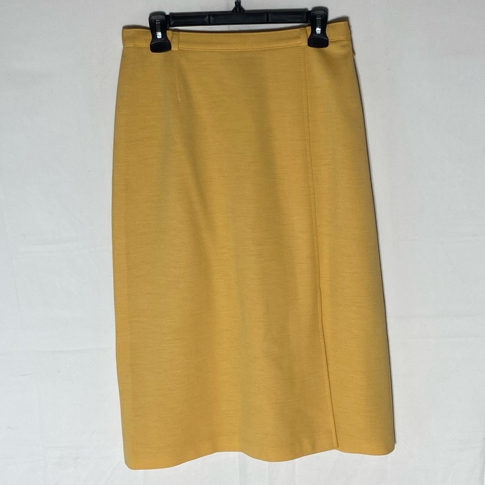 Vintage Lucia Yellow Wool Blend Straight Midi Skirt M